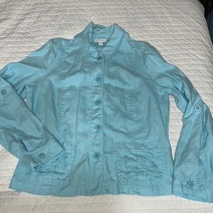 Charter Club Aqua Utility Jacket 100% linen Large vguc